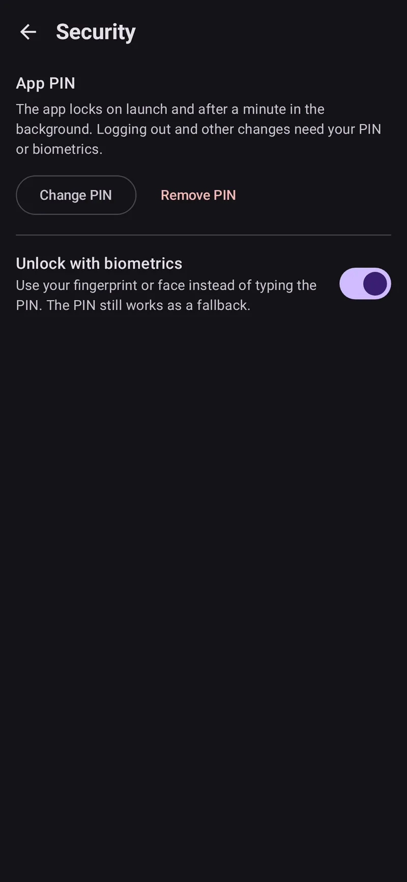 Security settings